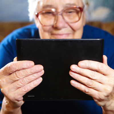 woman on her tablet